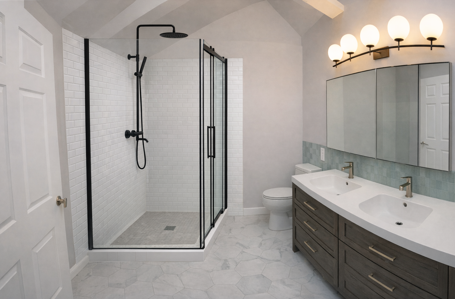 Custom shower preview showing completed remodel