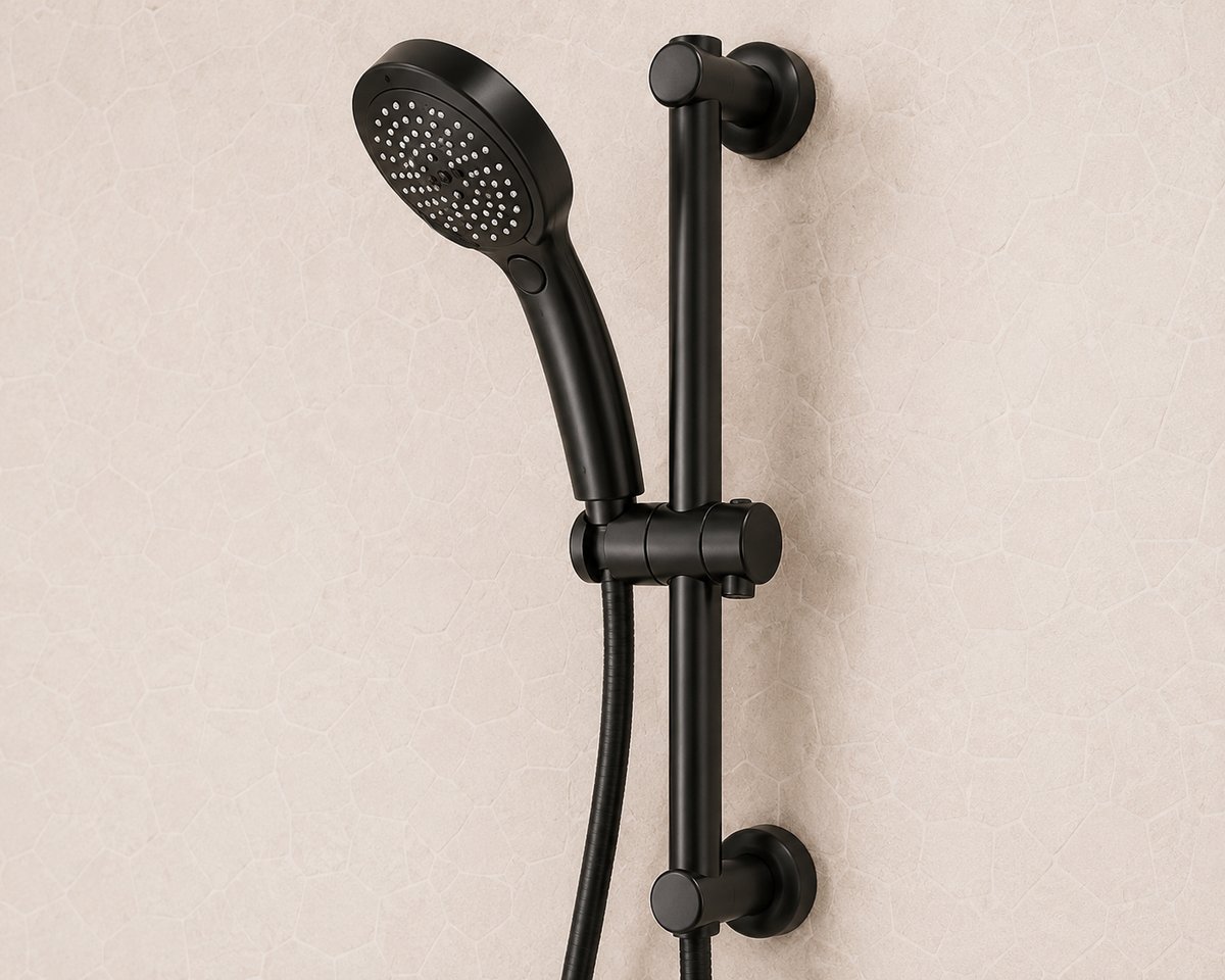 Reachable controls in a SteadyStep walk-in shower, where a waterproof emergency call button can be mounted within reach of the seat